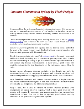 Customs Clearance Sydney
