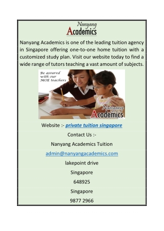 Private Tuition Assignments in Singapore