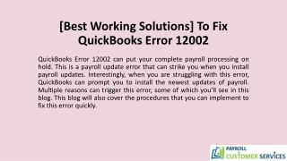 [Best Working Solutions] To Fix QuickBooks Error 12002