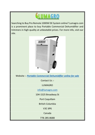 Portable Commercial Dehumidifier Online for Sale  Lumagro.com