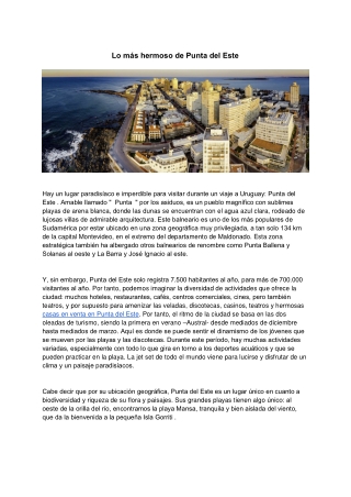 Lo más hermoso de Punta del Este