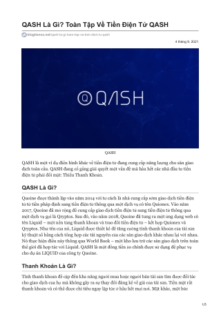 QASH Là Gì? Toàn Tập Về Tiền Điện Tử QASH