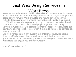 Best Web Design Services in WordPress