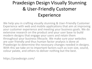 Praxdesign Design Visually Stunning & User-Friendly Customer Experience