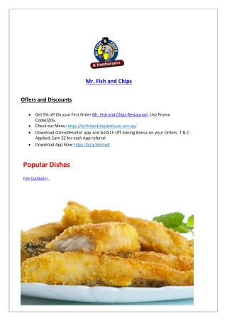 5% off - Mr fish and chips Restaurant Menu Bathurst, NSW