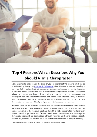 Top 4 Reasons Which Describes Why You Should Visit a Chiropractor