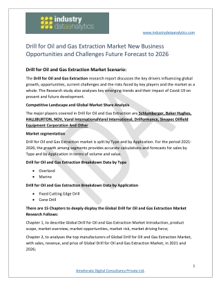 Drill for Oil and Gas Extraction market