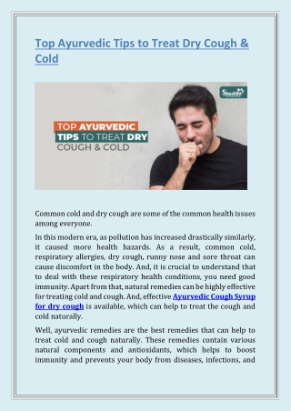 Top Ayurvedic Tips To Treat Dry Cough & Cold