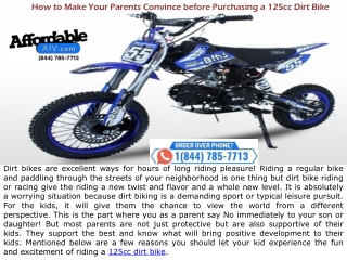How to Make Your Parents Convince before purchasing a 125cc Dirt Bike