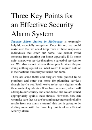 Security Alarm System In Melbourne