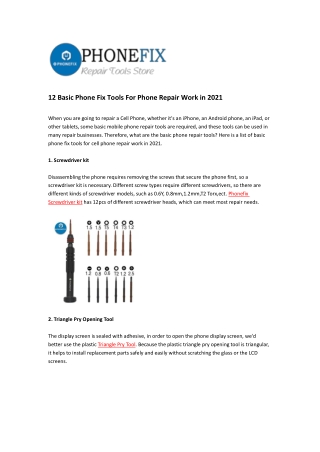 12 Basic Phone Fix Tools For Phone Repair Work In 2021