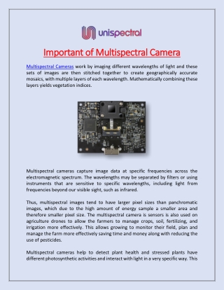 Important of Multispectral Camera