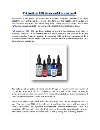 Full spectrum CBD oils are useful for your health