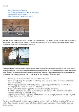 How To Select An Electric Bike E.