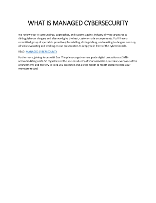 WHAT IS MANAGED CYBERSECURITY