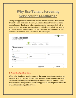 Why Use Tenant Screening Services for Landlords?