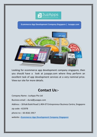 Ecommerce App Development Company Singapore |  Juzapps.com