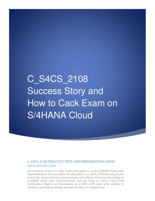 C_S4CS_2108 Success Story and How to Crack Exam on S4HANA Cloud