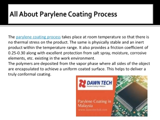 All About Parylene Coating Process
