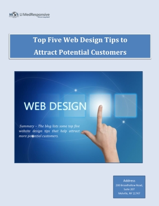 Top Five Web Design Tips to Attract Potential Customers