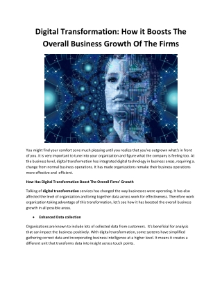 Digital Transformation: How it Boosts The Overall Business Growth Of The Firms