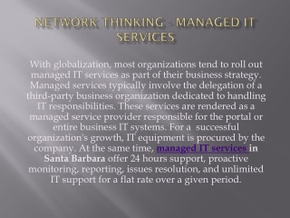 NETWORK THINKING - MANAGED IT SERVICES