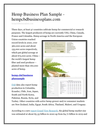 Hemp Business Plan Sample