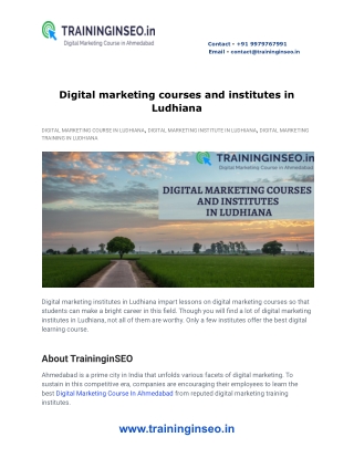 Digital marketing courses and institutes in Ludhiana