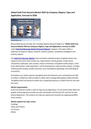 Global Guilt-Free Desserts Market Research Report 2021-2026