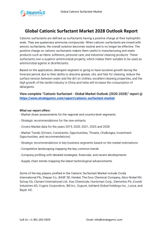 2021 Cationic Surfactant Market Global Analysis Report