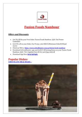 5% off - Fusion Foods Takeaway Menu Nambour, QLD