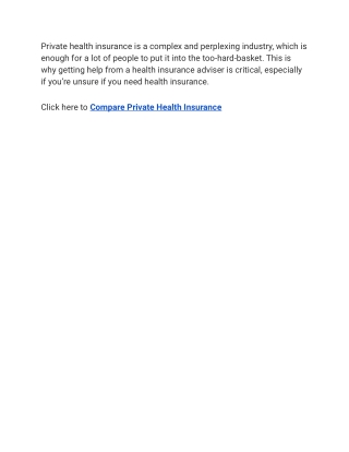 Compare Private Health Insurance