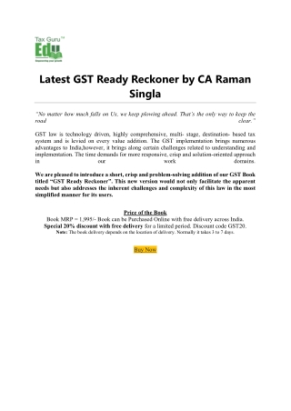 Latest GST Ready Reckoner by CA Raman Singla