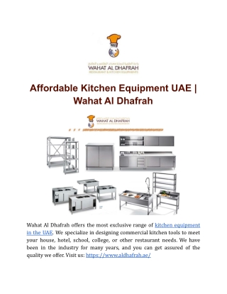 Affordable Kitchen Equipment UAE Wahat Al Dhafrah