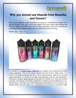 venom vape e liquid UK