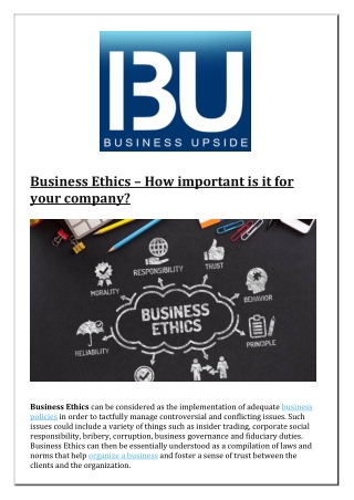 Business Ethics  How important is it for your company
