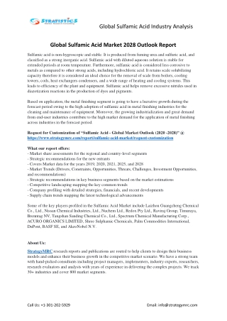 Sulfamic Acid Market Forecasts to 2028