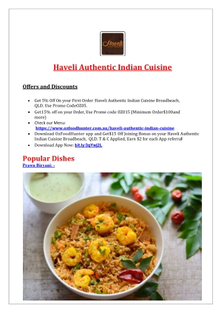 5% Off - Haveli Authentic Indian Cuisine Broadbeach, QLD