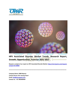 HPV Associated Disorder Market Size, Share, Industry Growth, Report 2027