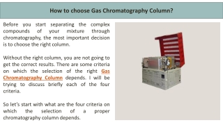 How to choose Gas Chromatography Column
