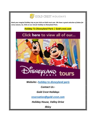 Holiday To Disneyland Paris  Gold-crest.com