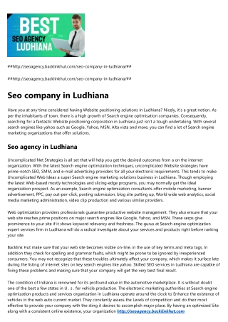 Seo company in Ludhiana