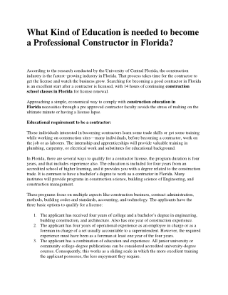 What course should one take to become a licensed contractor?