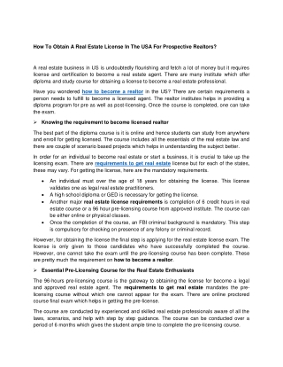 How To Obtain A Real Estate License In The USA For Prospective Realtors?