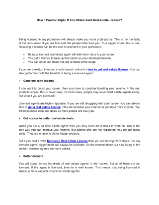 How It Proves Helpful If You Obtain Valid Real-Estate License?