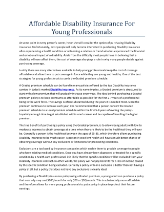 Affordable Disability Insurance For Young Professionals