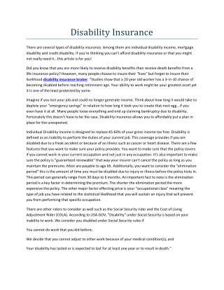 Disability Insurance