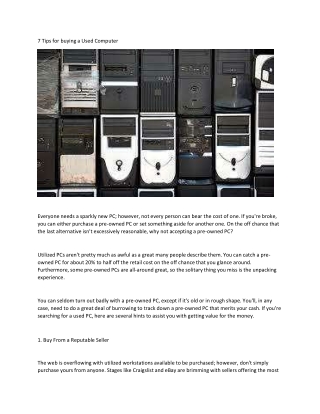 7 Tips for Purchasing a Used Computer