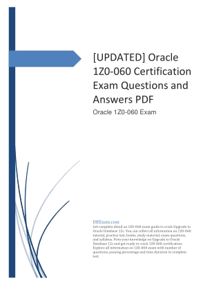 [UPDATED] Oracle 1Z0-060 Certification Exam Questions and Answers PDF