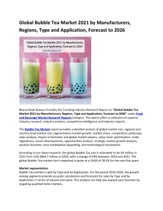 Global Bubble Tea Market 2021